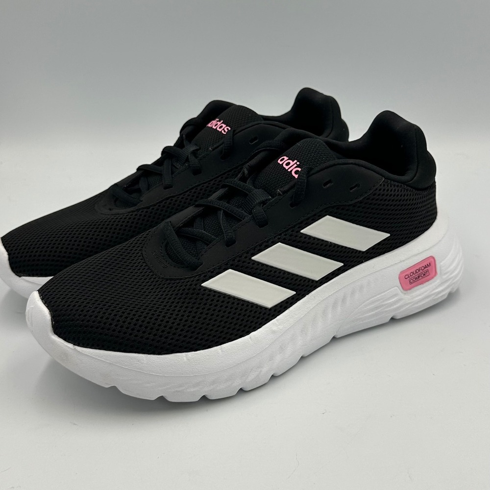 Adidas Cloudfoam Comfy IH2974 Black White Pink Women 6.5 Running Sneaker READ
